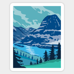 Glacier National Park and Kintla Lake in Montana United States WPA Poster Art Color Sticker